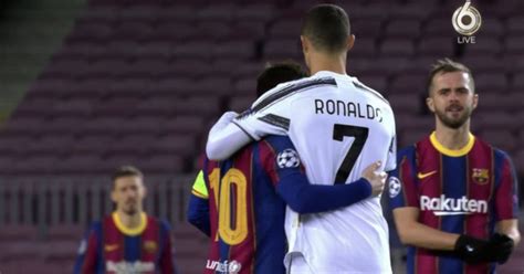 VIDEO: Ronaldo And Messi Hug Ahead Of Barca vs Juve