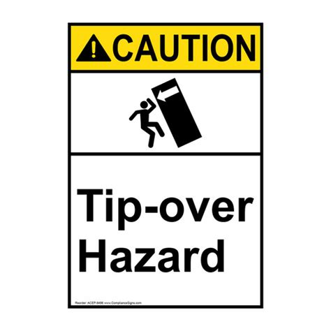 Vertical Tip Over Hazard Sign Ansi Caution Tip Hazard No Climb