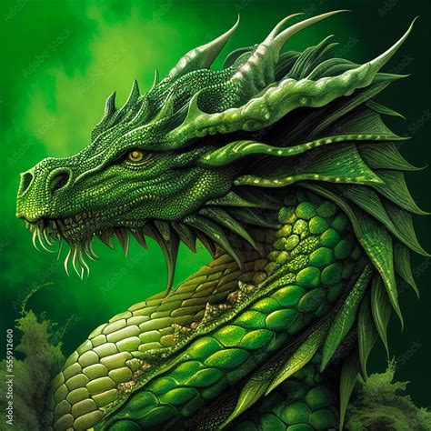 green dragon generated with I.A technology Stock Illustration | Adobe Stock