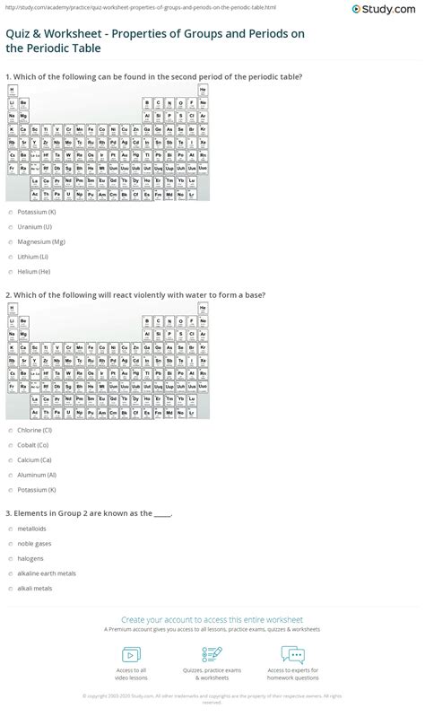 Periodic Table Review Worksheet Zipworksheet