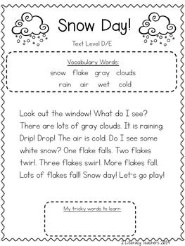 Snow Day Ccss Aligned Leveled Reading Passages And Activities Tpt