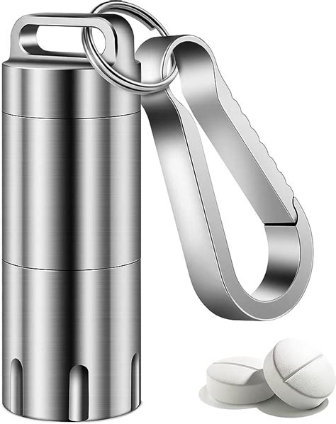 Amazon Tisur Titanium Small Pill Holder Keychain Portable Pill