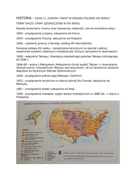 Historia Pozna Przesz O Stany Zjednoczone W Xix Wieku