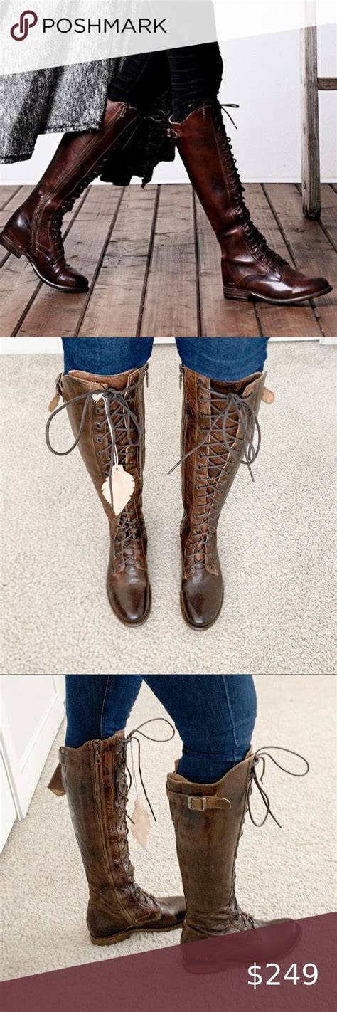 BedStu Della Lace Up Tall Boots Brown Tall Brown Boots Tall Boots Boots