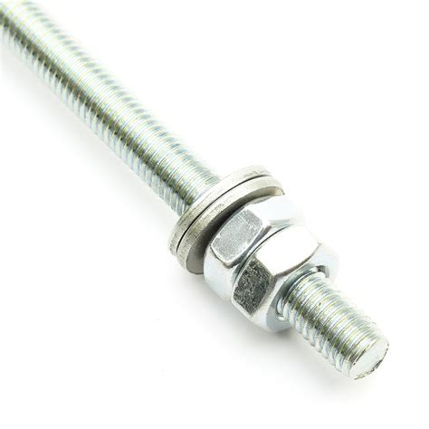 Zinc Plated Steel Threaded Rod Bar M X Mm Includes Lock Nuts