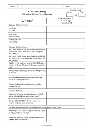 Ks4 Gcse Physics Aqa P1 5a Kinetic Energy And Elastic Energy Stores Lesson Bundle Teaching