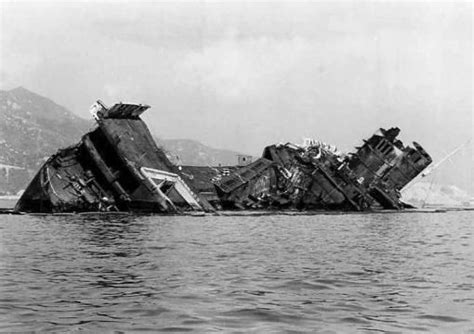 1970s Wreck Of Rms Queen Elizabeth Just Out Of The Hong Kong Harbour