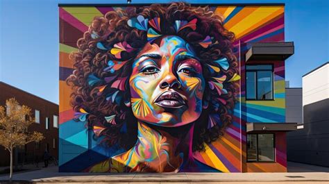 Premium Photo Vibrant Mural Depicting A Woman On Building Wall Black