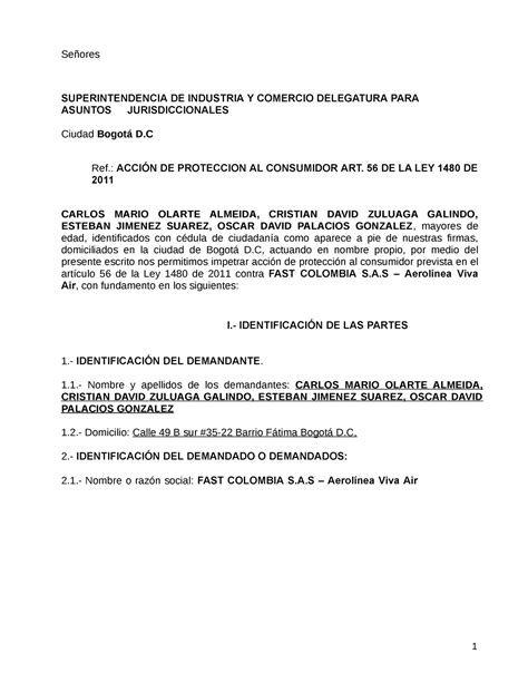 Demanda Viva Air Sic Se Ores Superintendencia De Industria Y Comercio