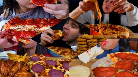 Asmr Best Eating Pepperoni Pizza Mukbang Compilations Cheesy Tasty