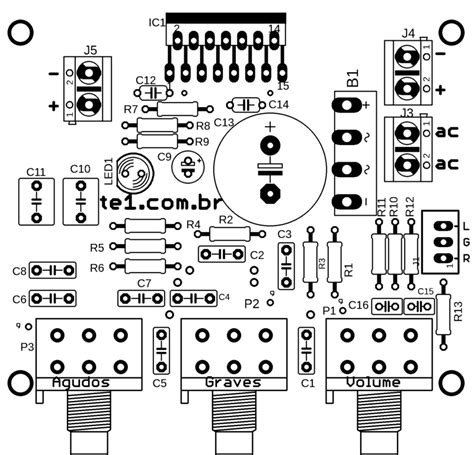 TDA7297 Amplificador Potência Controle Tons Toni Eletrônica