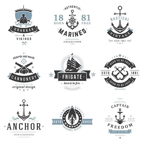 Premium Vector Nautical Logos Templates Set Vector Objects And Icons