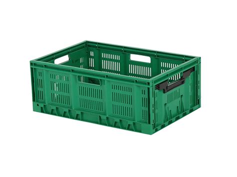 Folding Crate 600 X 400 X H 233 Mm Green Transoplastshop