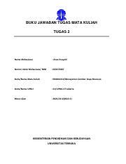 BJT TUGAS2 EKMA4214 Pdf BUKU JAWABAN TUGAS MATA KULIAH TUGAS 2 Nama