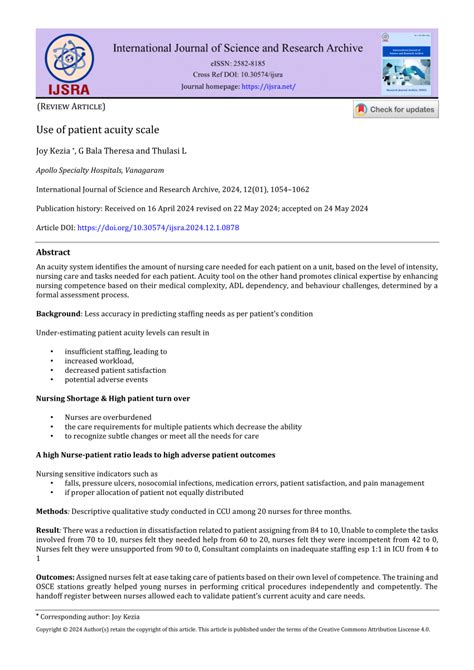 PDF Use Of Patient Acuity Scale