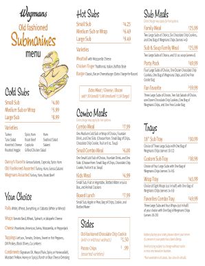 Wegmans Sub Menu Pdf