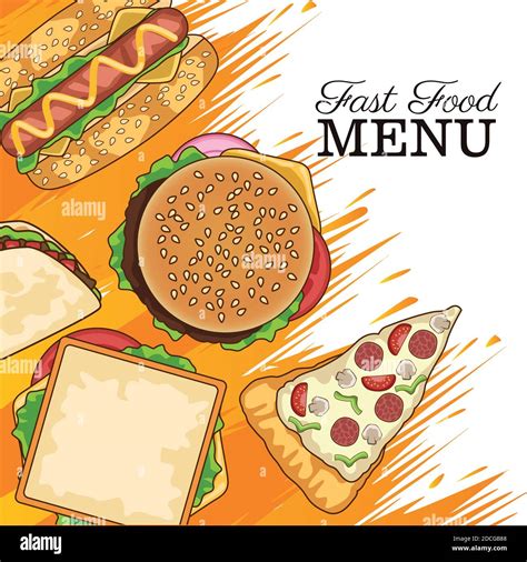 Delicious Fast Food Menu Pattern Vector Illustration Design Stock