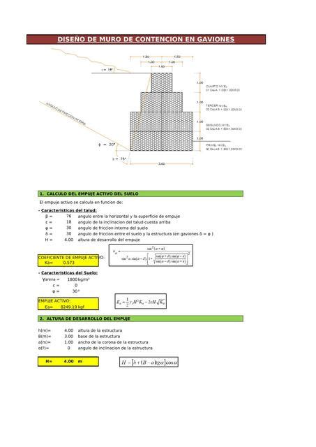 Plantilla De Excel De Diseño De Muro De Contención De Gaviones Plantillas De Excel De