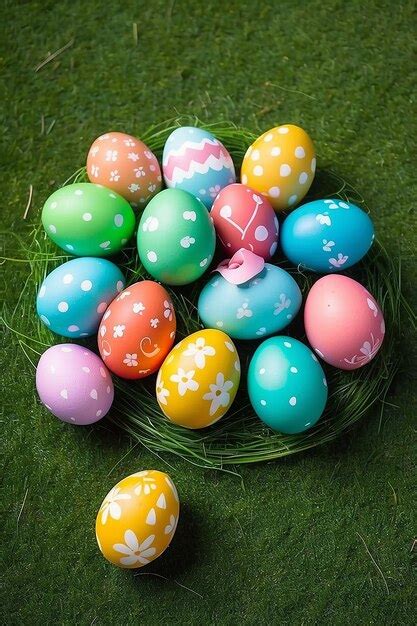 Premium Photo Colorful Easter Eggs On Green Grass