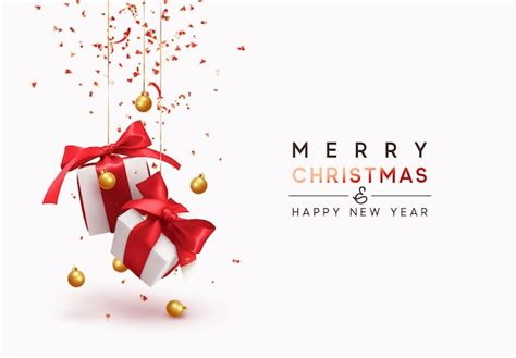 Premium Vector Merry Christmas And Happy New Year Background With