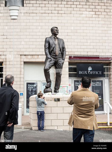 Statue of Sir Bobby Robson, former manager of Newcastle United, outside Newcastle`s ground, St ...