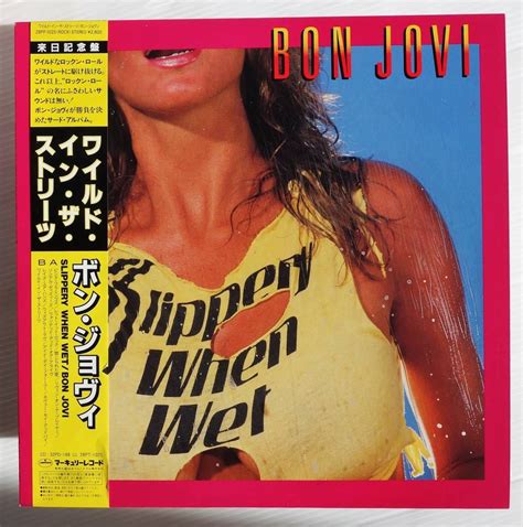 【やや傷や汚れあり】帯付 美盤lp ボン・ジョヴィ Bon Jovi ワイルド・イン・ザ・ストリーツ Slippery When Wetの落札