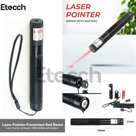 Laser Pointer Presentasi Red Beam 1 MW 650NM With Battery Lazada