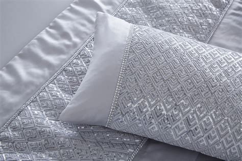 Luxury Sequin Diamante Duvet Quilt Cover Bedding Linen Set Shimmer Silver Grey Ebay