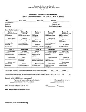 Fillable Online Acp Esc Classroom Observation Form And Txbess