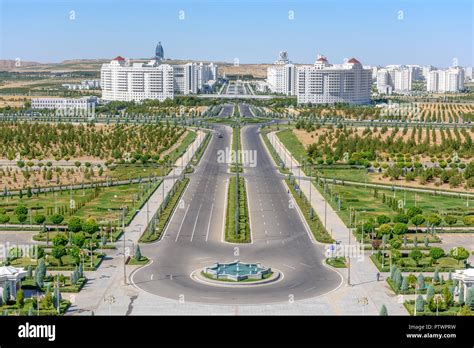 Ashgabat Turkmenistan city scape, skyline of beautiful architecture and ...