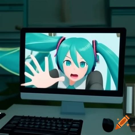 Dynamic Anime Style Portrait Of Hatsune Miku Full Of Energy And Vibrant