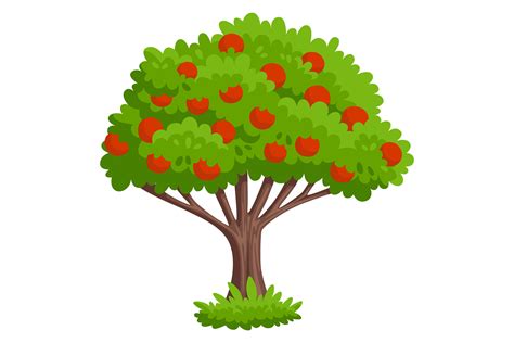 Apple Tree Icon Cartoon Red Fruit Plant Graphic By Ladadikart