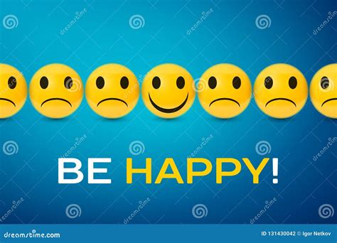 Happy And Sad Faces Group Be Happy Poster Stock Vector Illustration