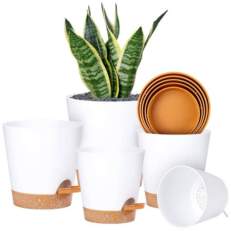 Qcqhdu Plant Pots Inch Self Watering Planters For Indoor