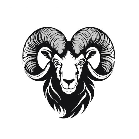 Premium AI Image A Silhouette Ram Head With Large Horns And A Long Horn