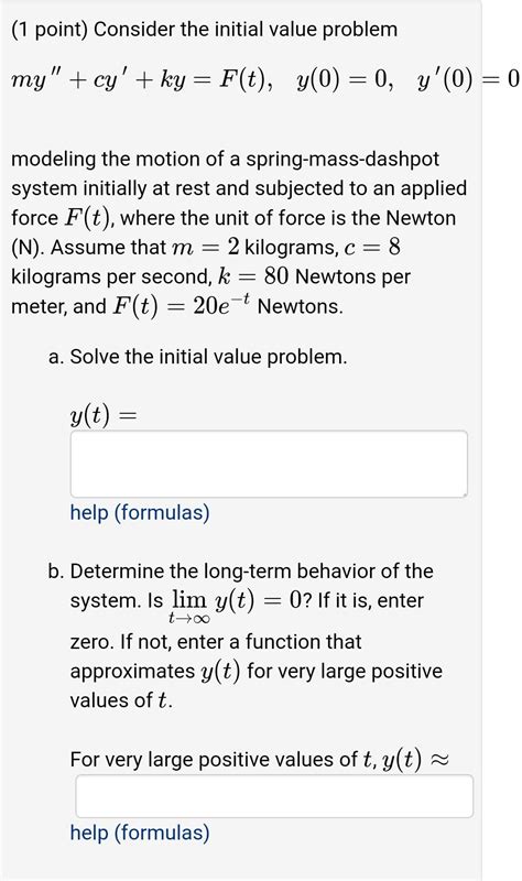 Solved 1 Point Consider The Initial Value Problem 1 My