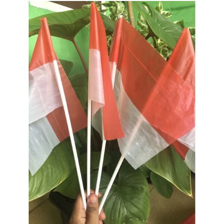 Jual Clarabmini BENDERA PLASTIK PLUS STIK ISI 10 Bendera Merah