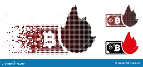 Icono Encendido Tono Medio Descompuesto Del Billete De Banco De Bitcoin