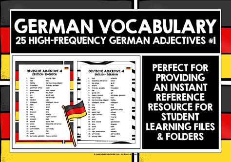 German Adjectives List Freebie Teaching Resources