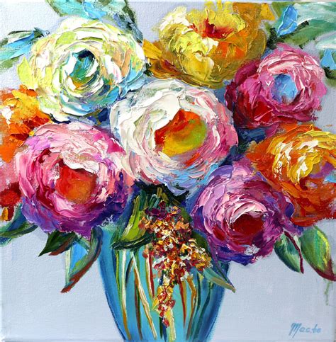 Colorful Contemporary Flowers Painting Flower Painting Canvas