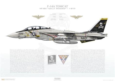 F 14A Tomcat VF 84 Jolly Rogers AJ200 160393 1977 Profile Print