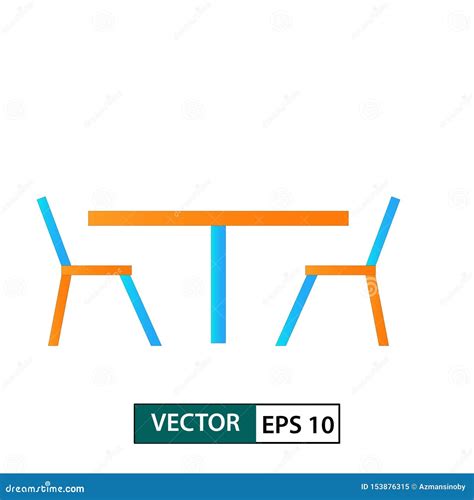 Table And Chair Icon Vector Colour Style Isolated On White Vector