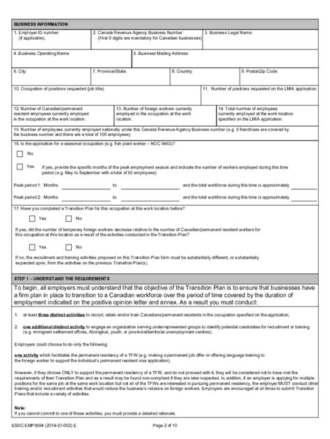 Sample Transition Plan For Lmia Application 2020 2022 Fill And Sign