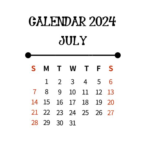 Julio Calendario Simple Negro Png Julio Calendario Png Y