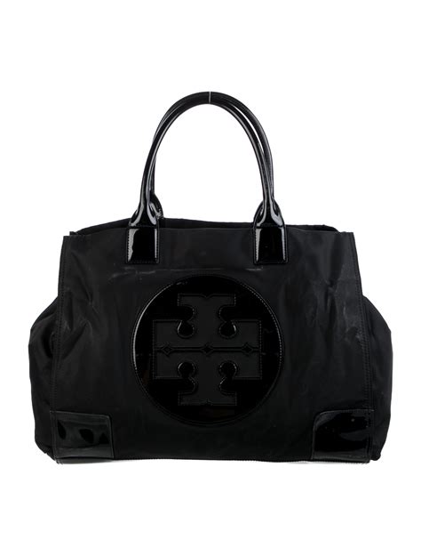 Tory Burch Patent Leather Trimmed Nylon Tote Bag Black Totes Handbags Wto464601 The Realreal