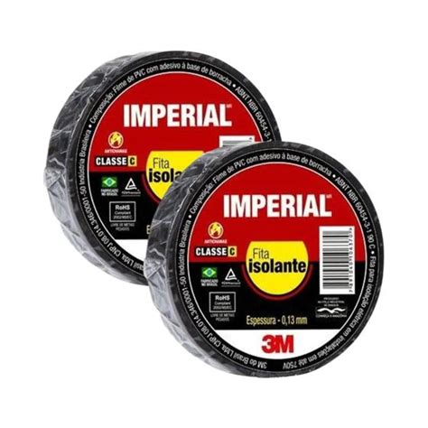 Kit Fita Isolante Imperial Slim Metros X Mm Preto Antichamas M