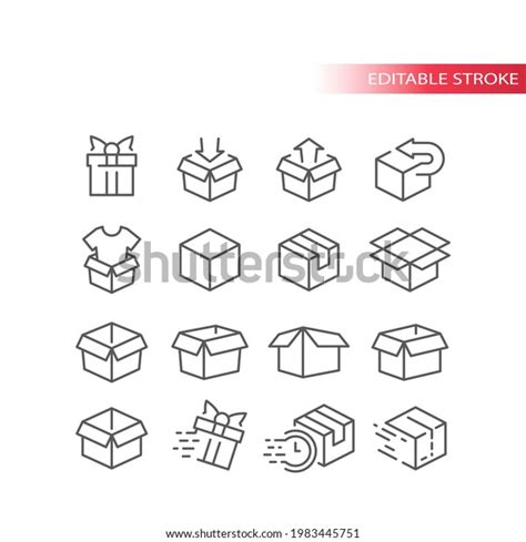 Outline Box Vector Icon Set Open Stock Vector (Royalty Free) 1983445751 ...