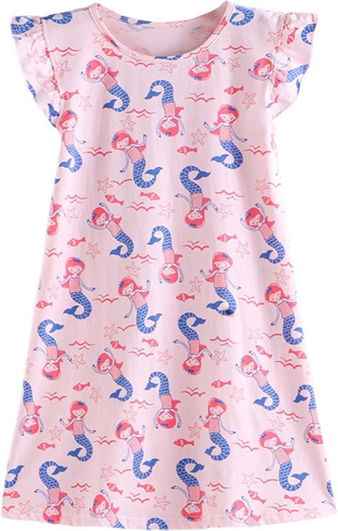 Syrosa Girls Mermaid Kitty Unicorn Nighties Cotton Sleepwear Flower