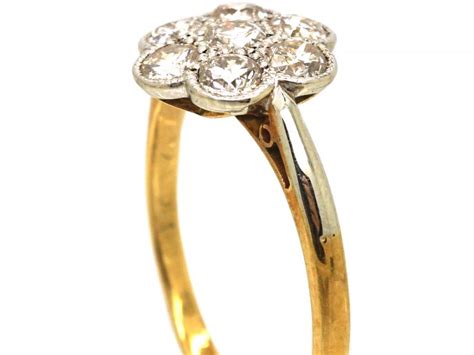 Edwardian Ct Gold Platinum Diamond Cluster Ring U The