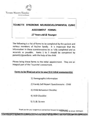Fillable Online Autism Spectrum Symptoms In A Tourette Syndrome Sample